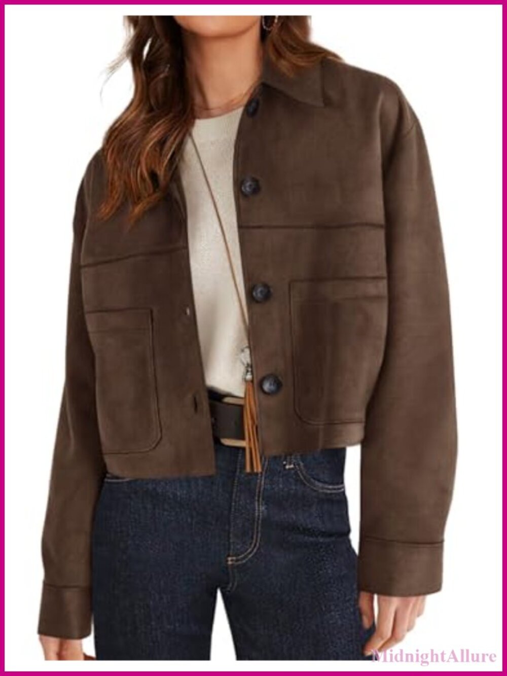 Faux Suede Shacket Lightweight Cropped Jacket